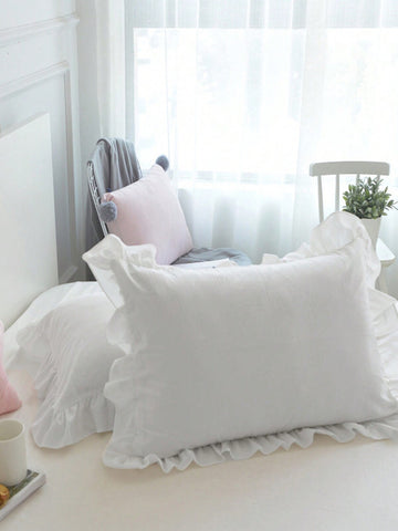 1pc Cute Ruffle Edge Pillowcase For Bedding