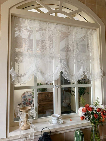 1pc French Luxury Princess Style Gorgeous Floral Lace Window Curtain