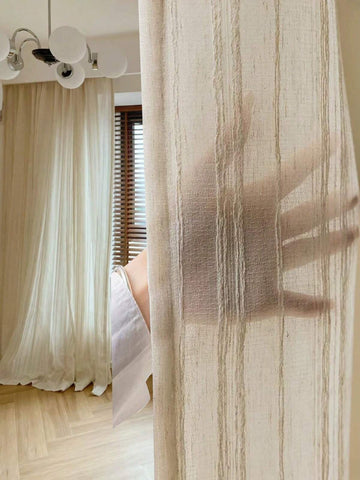 1pc Semi-Transparent Openwork Floral Pattern Boho Style Sheer Curtain, Decorative Window Curtain For Bedroom, Living Room, Home Decor, Suitable For All Seasons