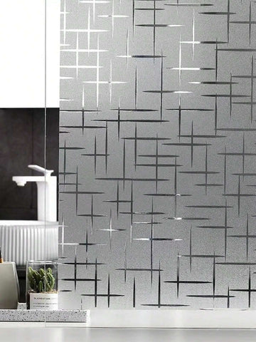 1 Roll Geometric Pattern Frosted Privacy Window Film, Static Cling PVC Decorative Glass Sticker For Home, Bathroom, Office, UV Blocking Vinyl Wall Decal, Spring Home Decor