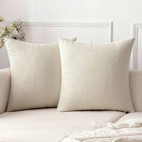 1pc/2pcs Cream White (Pillow Insert Not Included) 3D Textured Throw Pillow Cover, Modern Farmhouse Cozy Chenille Vintage Pattern Cushion Case, Suitable For Daily Bedroom, Dining Room, Bed, Sofa, Car, Decorative Pillow Cover, All Seasons