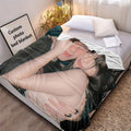 1pc Personalized Photo Print Flannel Blanket, Machine Washable Soft Bedspread For Couples, Anniversary, Wedding, Valentine's Day, Christmas, Graduation, Father's Day, Housewarming, Ideal For Bed Sofa Living Room Bedroom, Birthday Gift