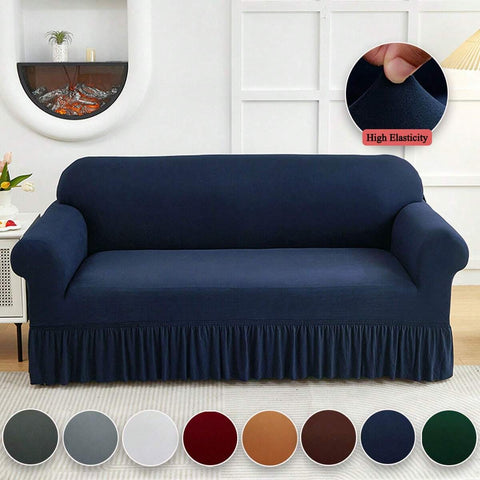 XM-Mirelitho 1PC Lightweight Sofa Slipcover Stretch Milk Silk Breathable Cool ForSummer Anti-Dirty And Non-Slip Solid Color Sofa Cover Suitable For 1/2/3/4 Seat Home/Living Room Decoration All-Inclusive Sofa Protective Cover
