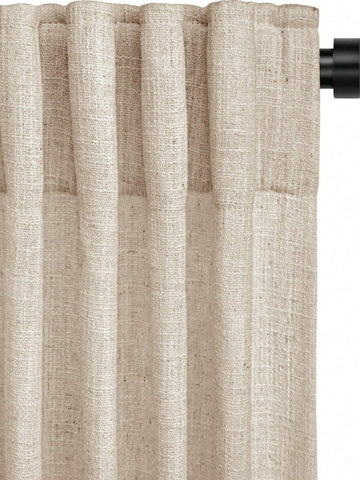 1pc Linen Sheer Curtain - Japanese Linen Style, Rod Pocket Design, Suitable For Living Room And Bedroom - Transparent And Light Filtering Curtain, Living Room Curtain
