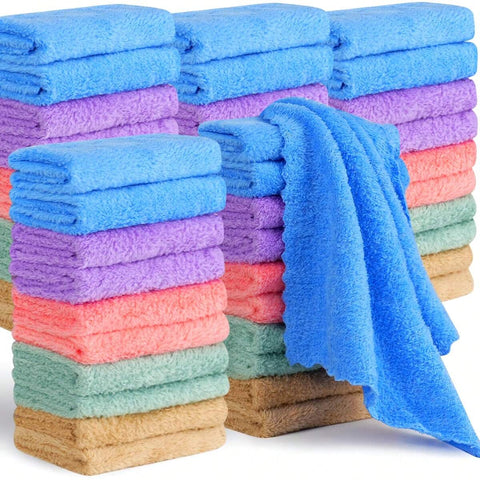 20Pcs Soft & Absorbent Solid Color Washcloths - Gentle On Skin Quick-Drying Compact Square Towels For Home Bathroom Bathroom Essentials 9.8*9.8in
