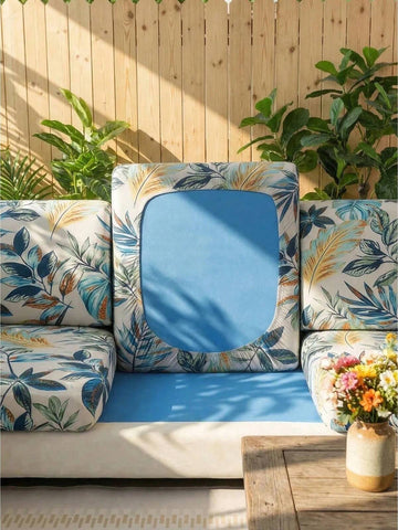 1pc Outdoor Summer High Elastic Milk Silk Printed Sofa Slipcover, Tropical Rainforest Pattern, All-Season Dust-Proof Washable Modern Stylish Sofa Cushion Suitable For Living Room, Dining Room, Bedroom, Outdoor