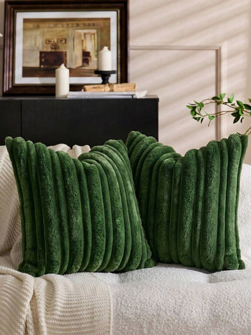 1pc Thick & Thin Rabbit Fur Decorative Throw Pillow Cover, Jacquard Rabbit Fur Front, Plush Velvet Reverse, Square Cushion Cover, Holiday Home Decor Pillow, Soft & Comfortable Velvet Material, Modern Decor For Sofa, Bedroom