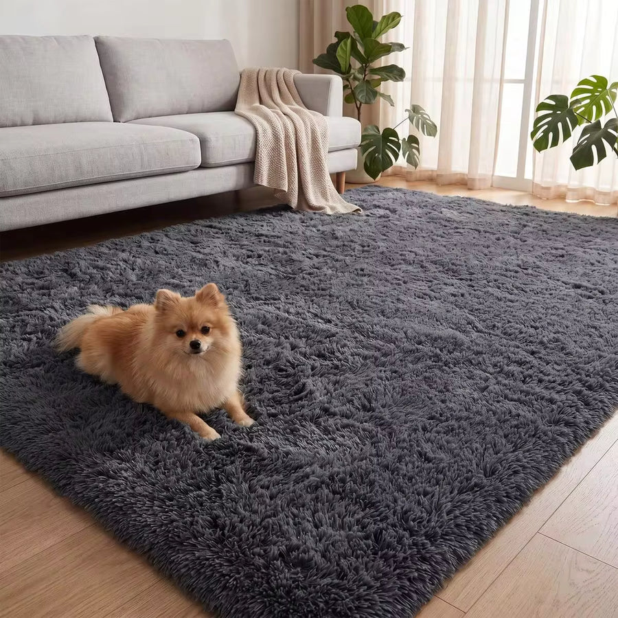 Tomnk Fluffy Area Rug, Plush And Thick Long-Pile Carpet, Modern Polyester Non-Slip Fluffy Rug, Machine Washable, For Bedrooms, Living Rooms, Bathrooms, Dorm Rooms, Room Decor, Home Decor